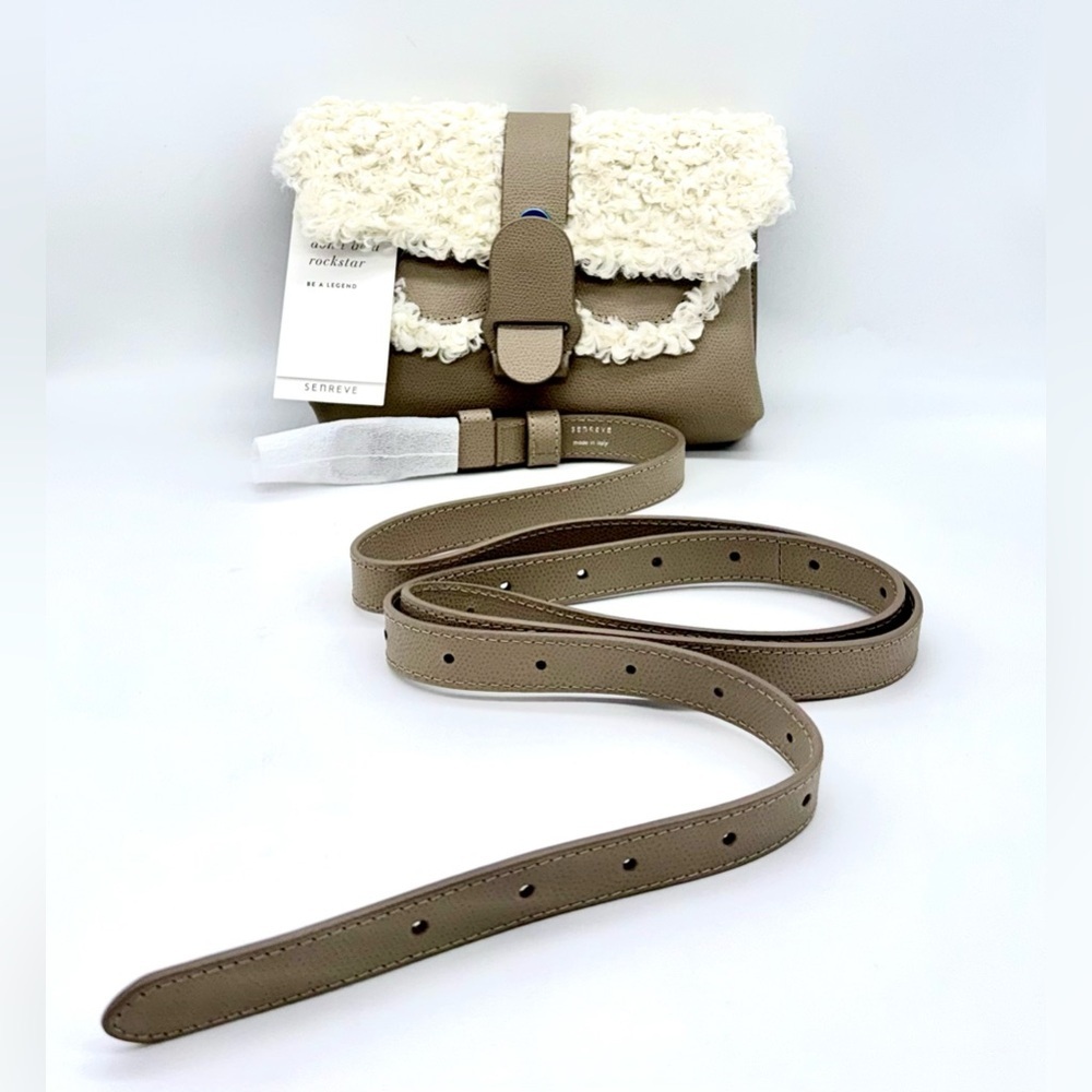 SENREVE Apres Aria Tan Leather & Faux Shearling Crossbody/Belt Bag NWT